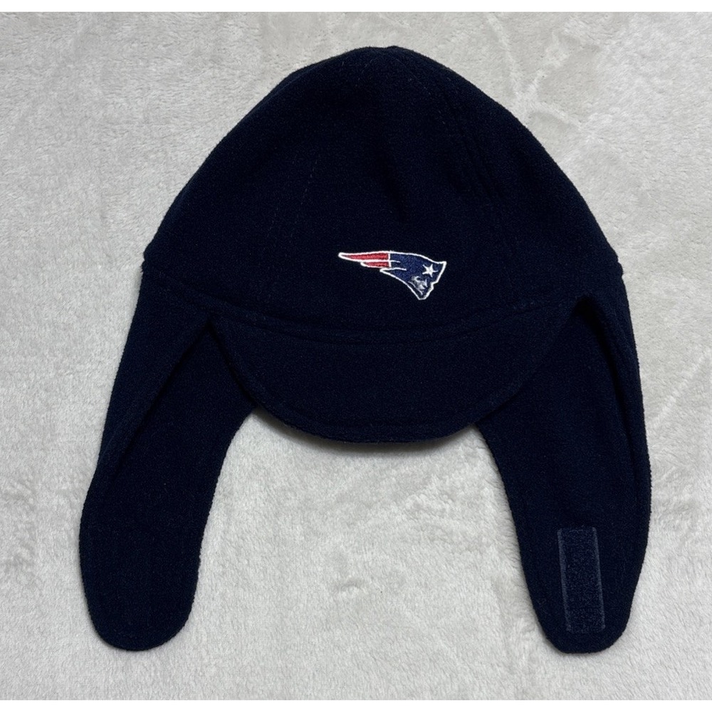 New England Patriots Trapper Hat Cap Ear Flaps Navy Blue One Size NFL Football